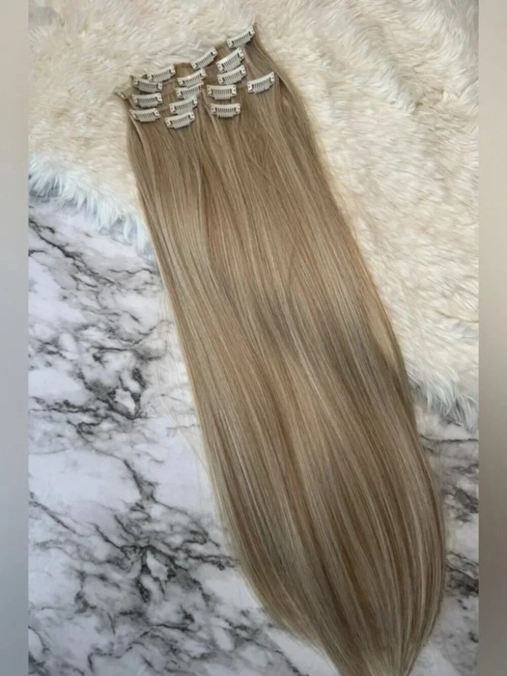 24 in Natural Ash Blonde with Highlight Straight long Hair Extensions